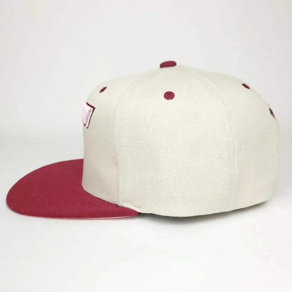 Utah Jazz Mitchell & Ness‎ NBA Snapback Hat 3D Logo Cream Maroon Pink NWT